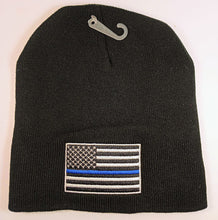 Load image into Gallery viewer, US Flag with Thin Blue Line Winter Beanie