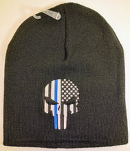 Load image into Gallery viewer, Thin Blue Line Skull Beanie - Black