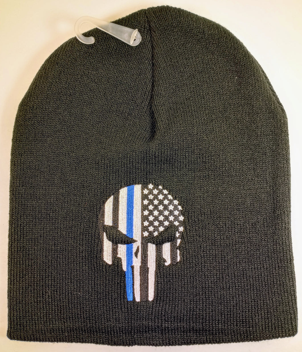 Thin Blue Line Skull Beanie - Black