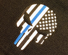 Load image into Gallery viewer, Thin Blue Line Skull Beanie - Black