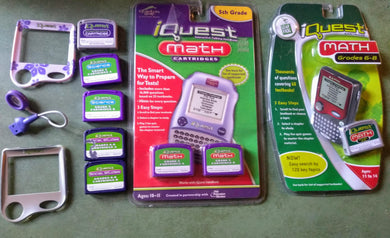 Brand New & used Lot iQuest Starter, Science, Social Studies, Math 5th, 6th, 7th & 8th Grade Math cartridges & accessories