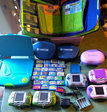 HUGE Wholesale Reseller lot Leapster LeapPad Leap Frog w/ cartridges, case, books, more!